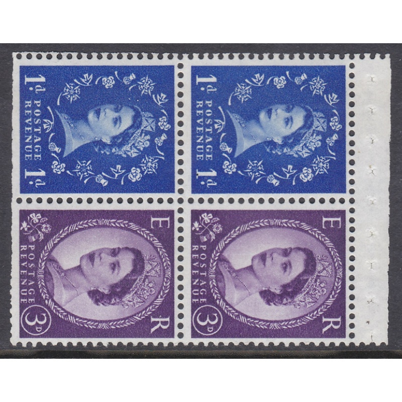 SB57c Wilding booklet pane 1 x 9.5mm on each stamp perf type AP  - trimmed - U M