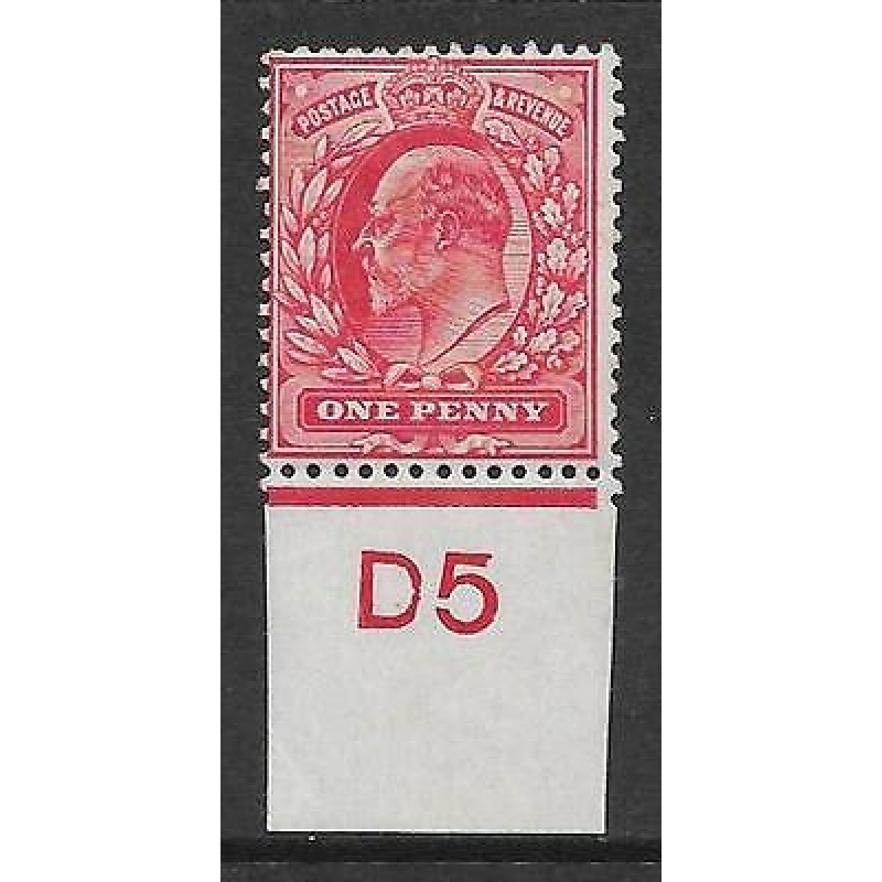 Sg 220 1d Scarlet Control D5 Plate 9 Imperf De La Rue MOUNTED MINT