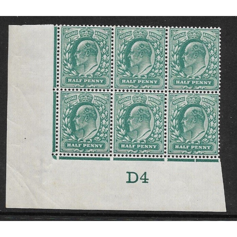 Sg 216 M1(2) d Blue-Green Control D4 imperf De La Rue perf H1 UNMOUNTED MINT