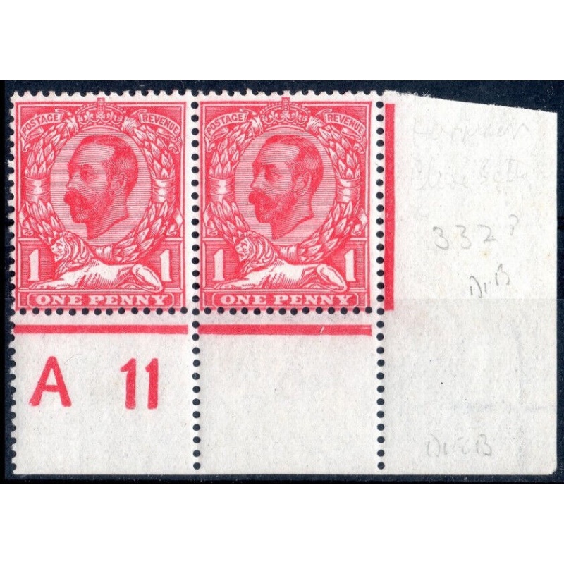 GB - Sg 329 - 1d. Carmin Variety Spot Above postage VLMM