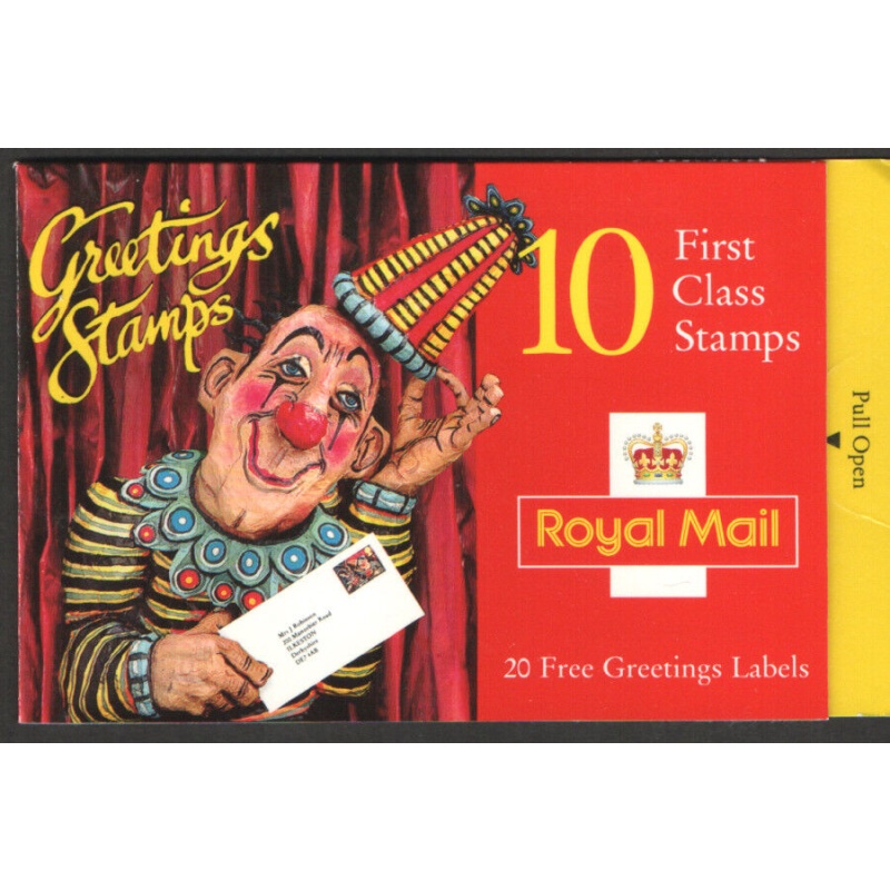 KX7 1995 Clowns Greetings 10 x 1st with Labels - no Cylinder