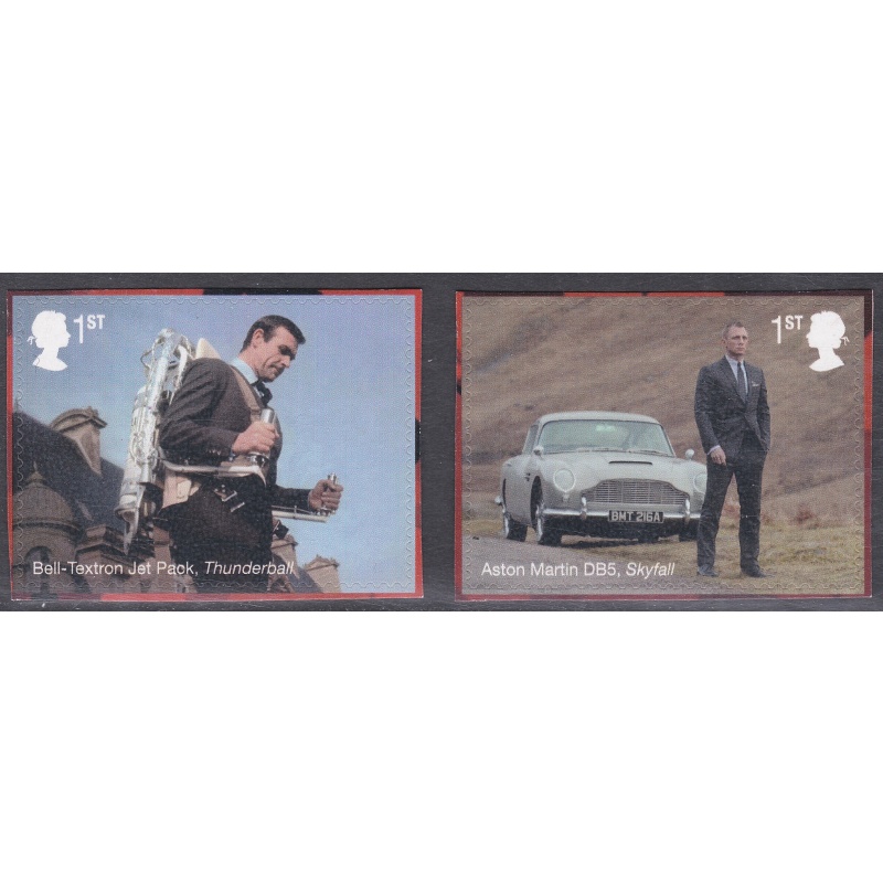 Sg4339-4340 PM72 2020 James Bond 1st class stamps from booklet pair U M