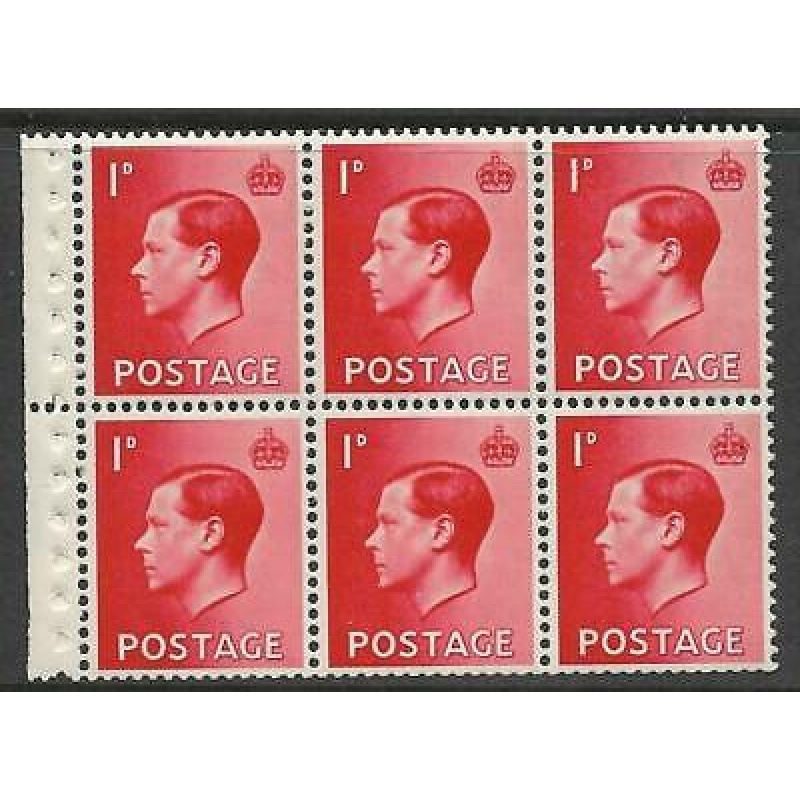 PB2a 1d Edward VIII Booklet pane perf type P UNMOUNTED MINT