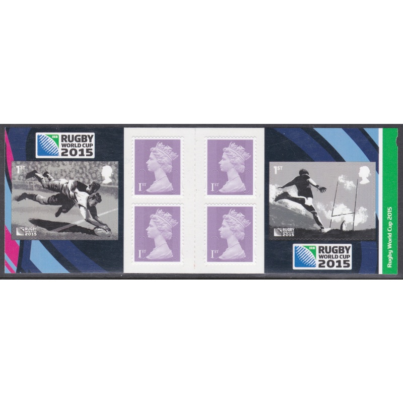 PM49 2015 Rugby World Cup 6 x 1st class self adhesive booklet - No Cyl - U M