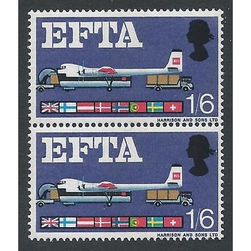 1966 EFTA 1 6 (Phos) - Listed Flaw - Broken Ribbon - MNH