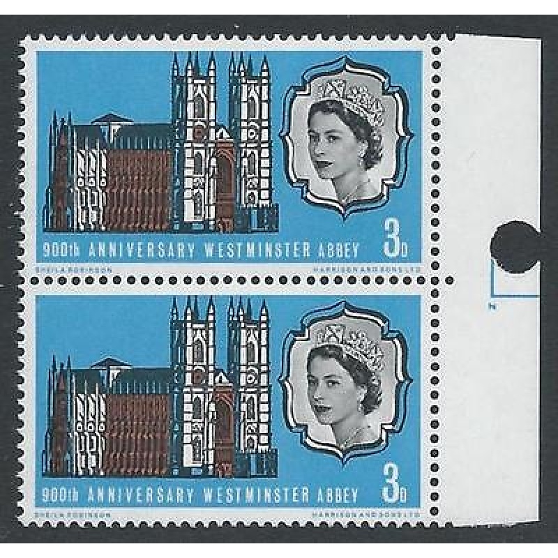 1966 Westminster Abbey 3d (Ord) - Listed Flaw - Retouch on Queens Cheek - MNH