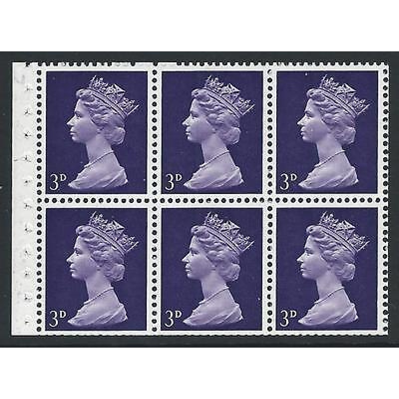 Pre-decimal Machin Booklet Pane UB6 Perf l - MNH