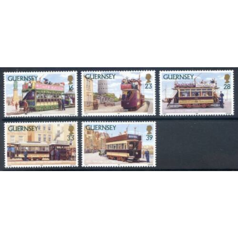 Guernsey 1992 Trams set SG588 592 Unmounted mint