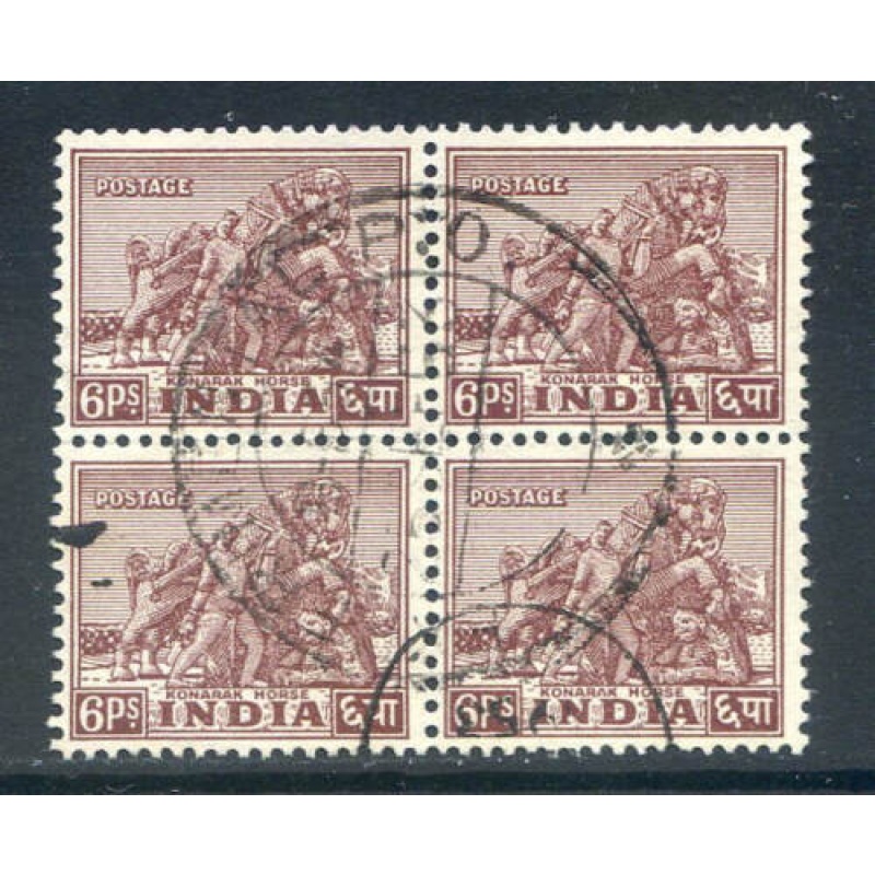 India 6p Purple Brown SG310w Fine Used Block 4