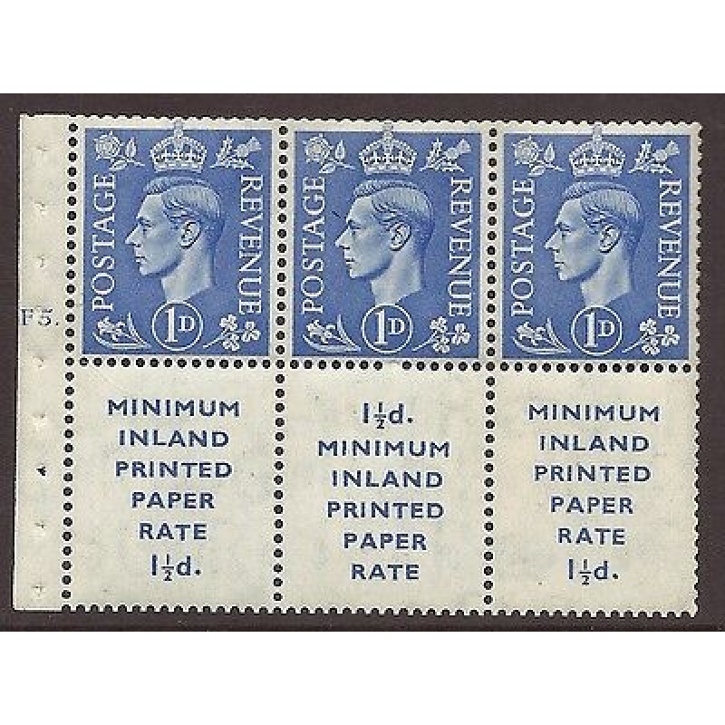 QB18 1d Light Ultramarine Booklet pane perf Ie top Cyl F5 Dot UNMOUNTED MNT MNH