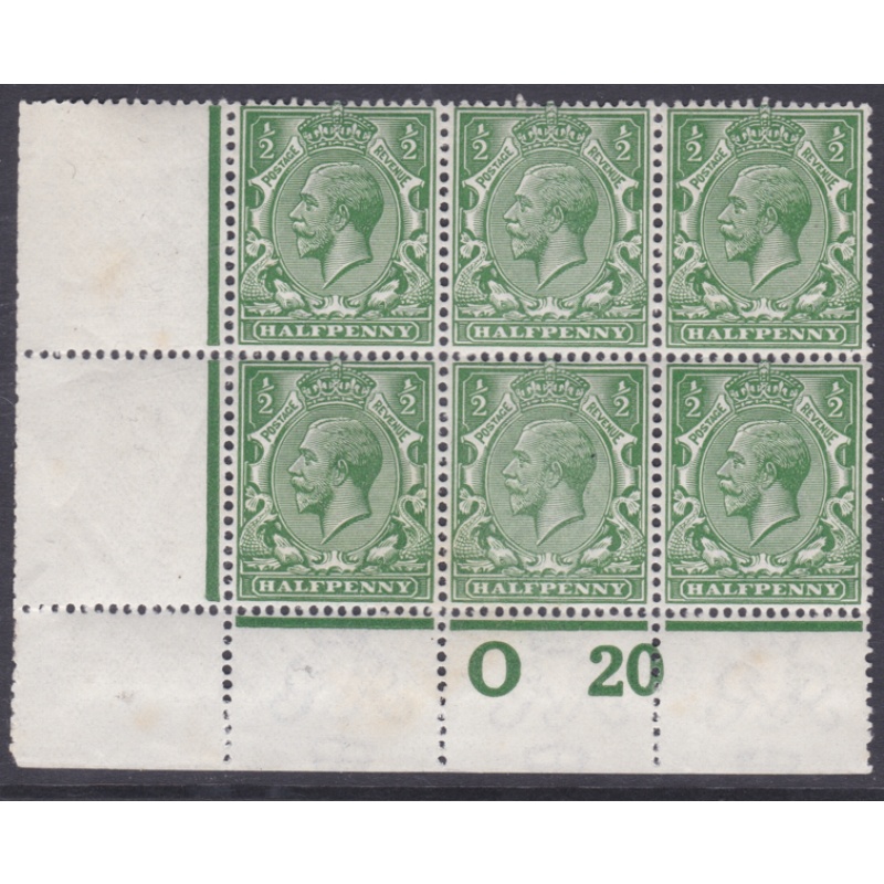 N14(-) d Pale Yellow Green Control O20 perf Block Of 6 MOUNTED MINT