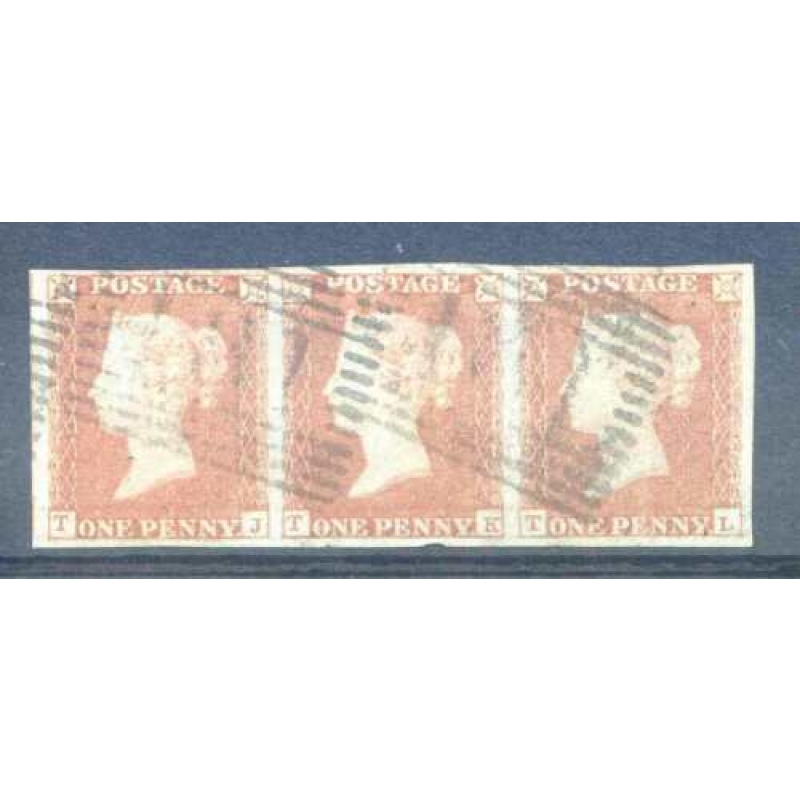 QV 1841 1d Red (TJ TL) Plate 99 Fine Used Strip 3