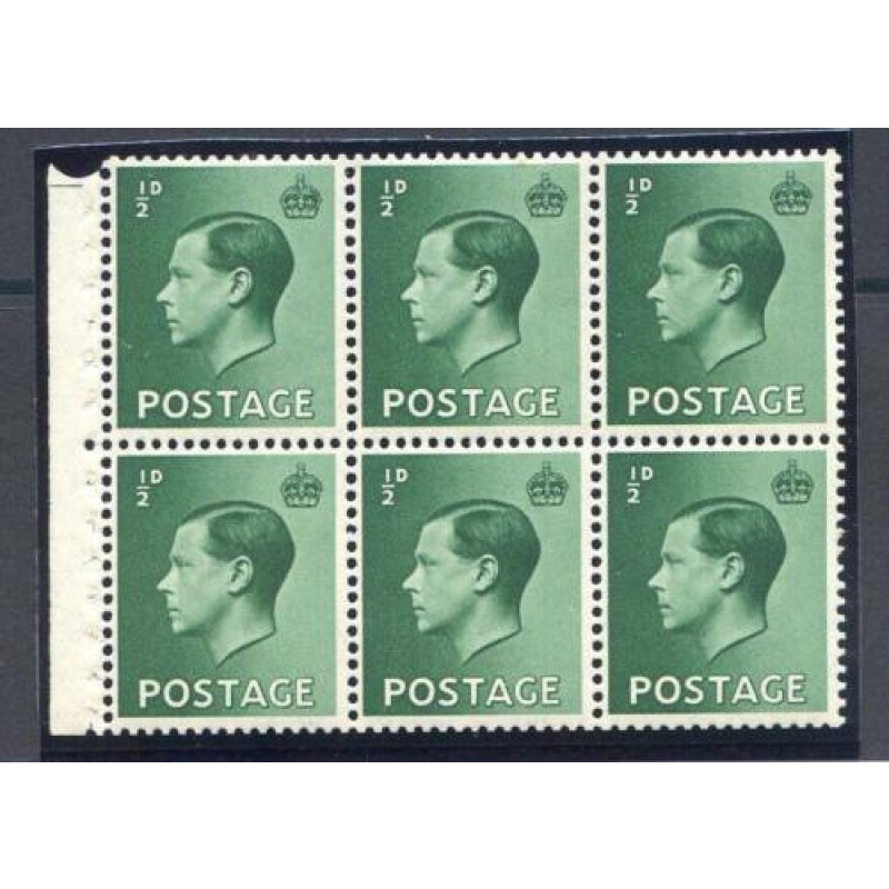 KEV111 1 2d Green Booklet Pane PB1 Unmounted Mint