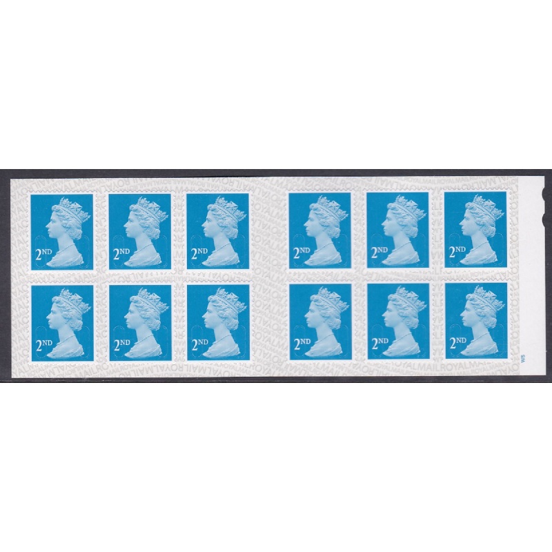 ME7a M19L Stamps 12 x 2nd class stamps barcode booklet - Large Over Small Cyl W6