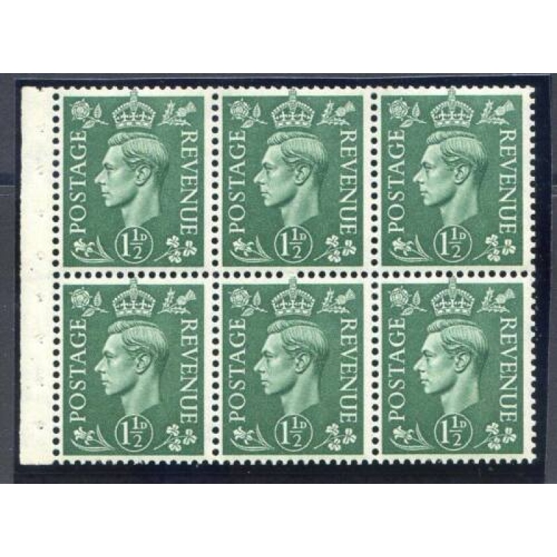 KGV1 1 1 2d Pale Green Booklet Pane QB26 Unmounted Mint