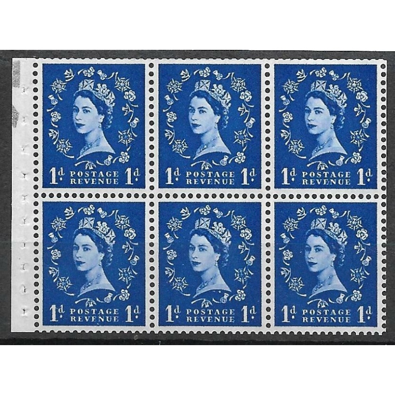 SB49b 1d Wilding booklet pane Violet 8mm with variety UNMOUNTED MNT