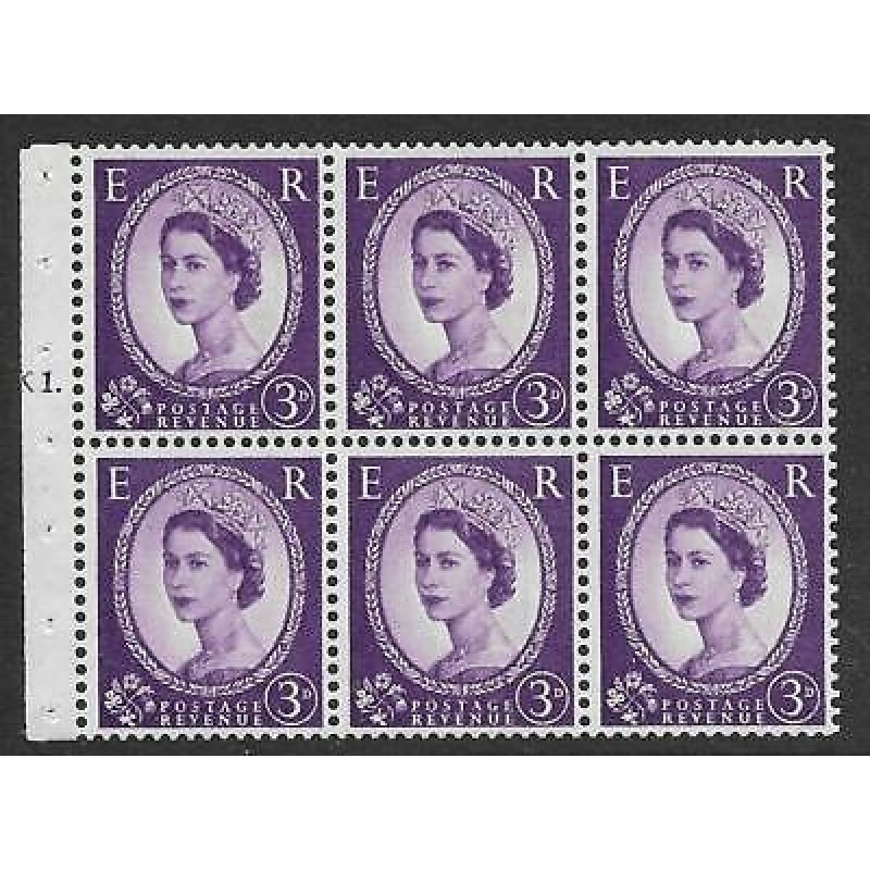 SB90 Wilding booklet pane Edward Crown cyl K1T Dot UNMOUNTED MINT