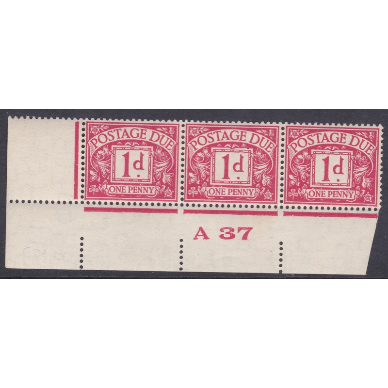 D20 1d Edward VIII Postage due Control strip of 3 A 37  UNMOUNTED MINT