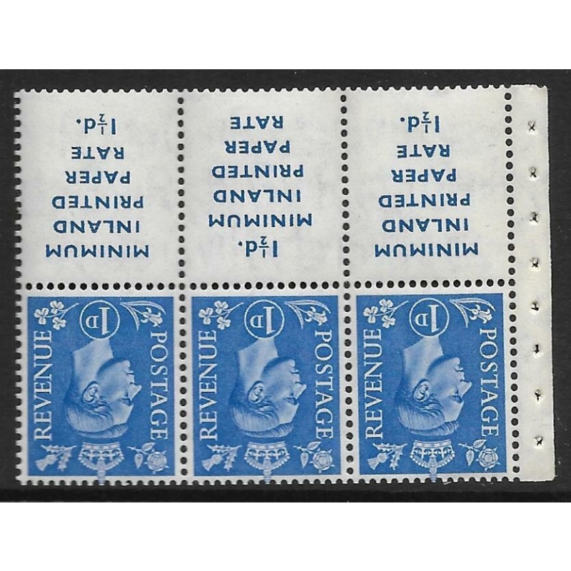 QB18a perf type Ie B 1d Light Ultramarine Booklet pane with label UNMOUNTED MINT