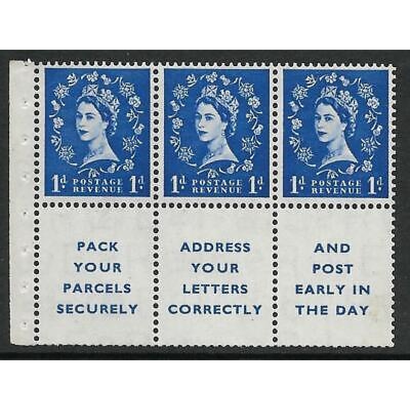 SB29b variety 1d Wilding booklet pane perf type I UNMOUNTED MNT