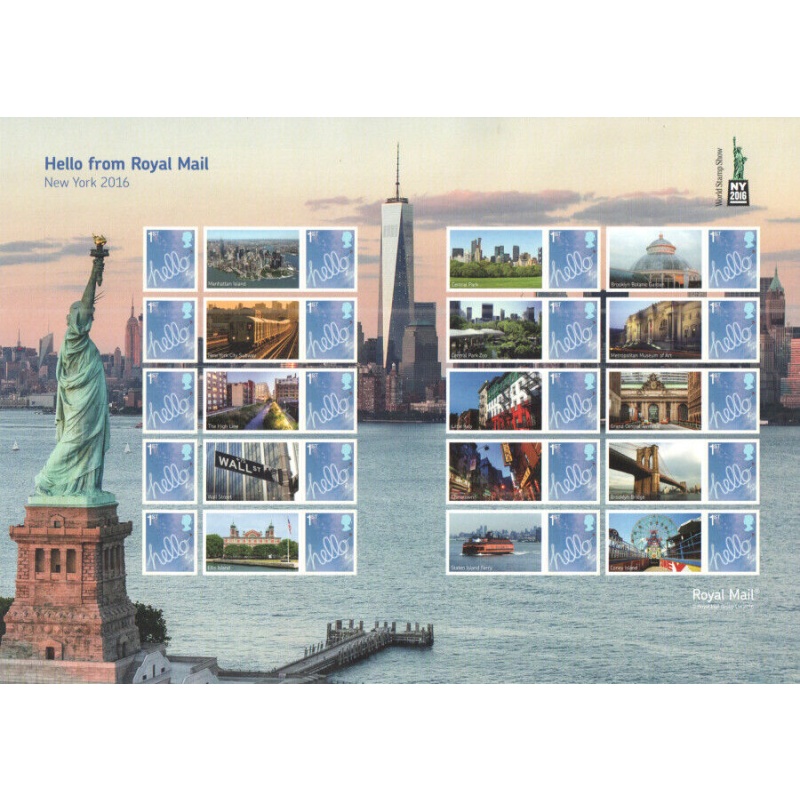 LS100 GB 2016 Hello from new york Smiler sheet UNMOUNTED MINT