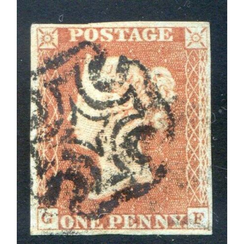 GB 1841 1d Red (GF) Black MX Fine Used 4 Margin