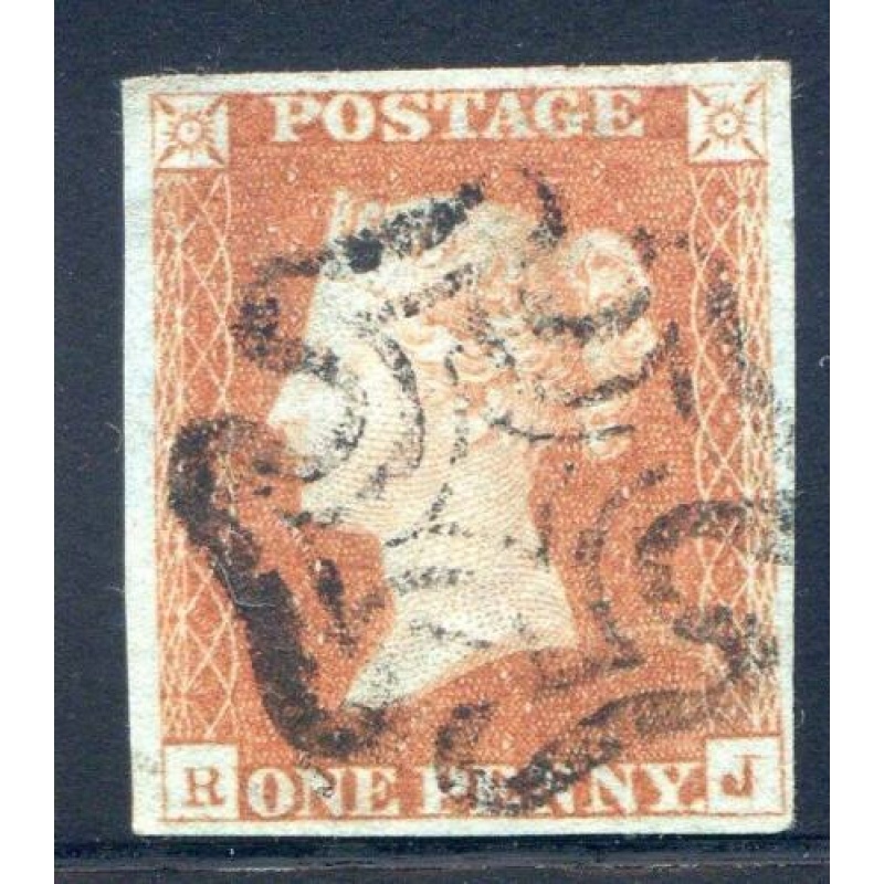 GB 1841 1d Red (RJ) Black MX Fine Used 4 Margin