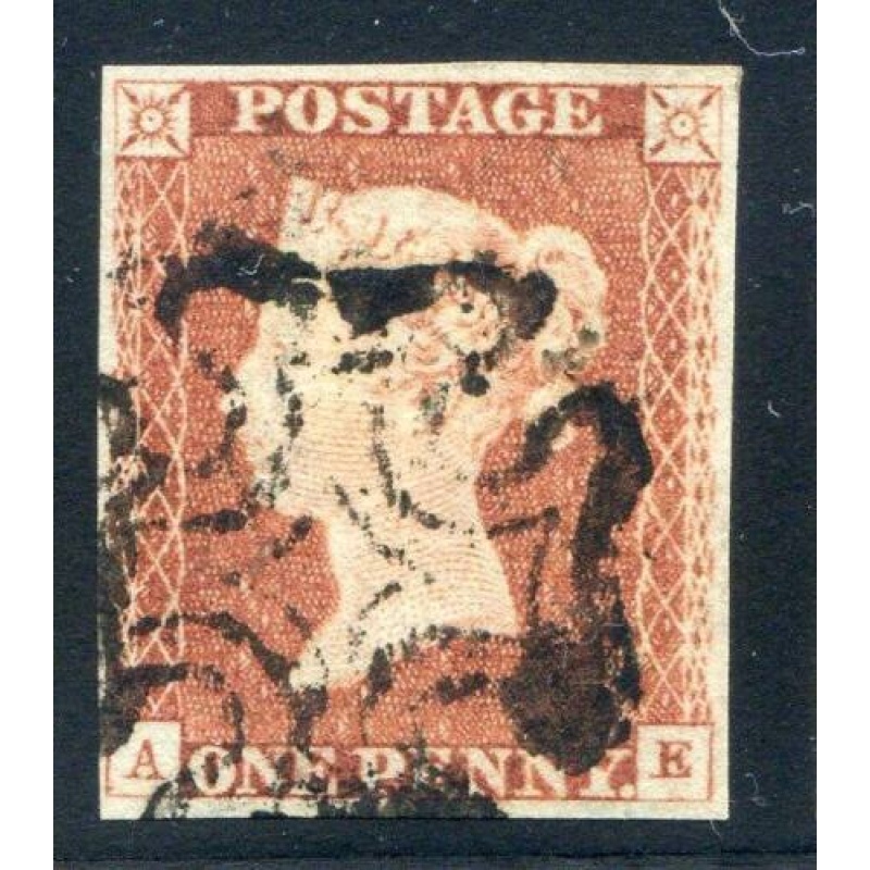 GB 1841 1d Red (AE) Black MX Fine Used 4 Margin