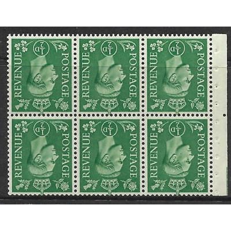 QB4a perf type I (Ie middle) - d Pale Green Booklet pane UNMOUNTED MINT MNH