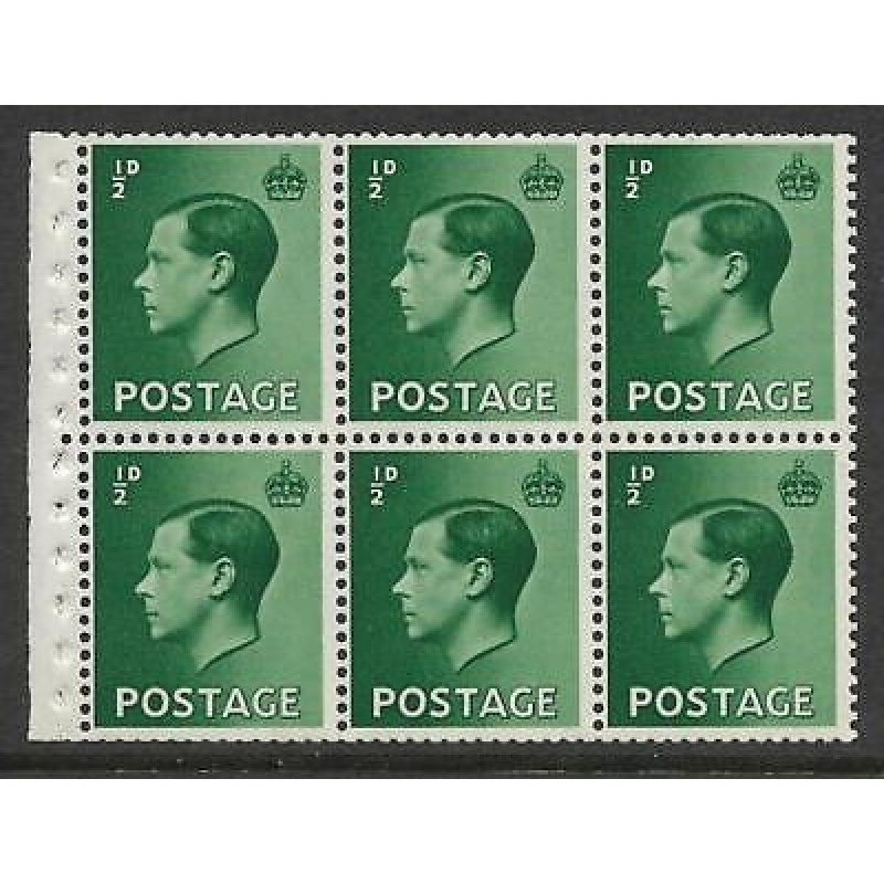 PB1 d Edward VIII Booklet pane perf type E UNMOUNTED MINT