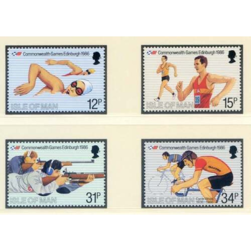 1986 Isle of Man SG306 SG309 Commonwealth Games Set Unmounted Mint