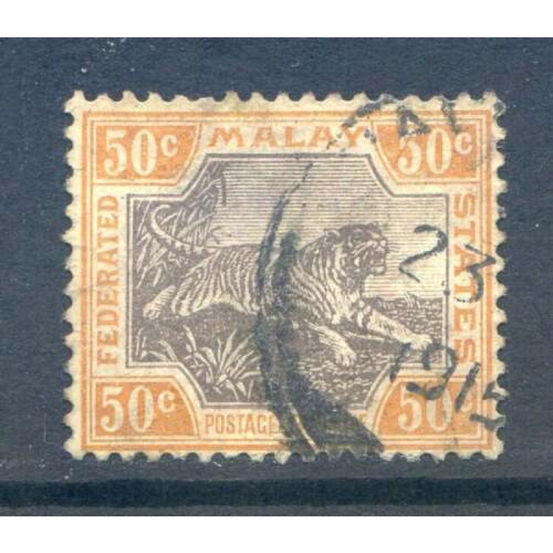 Federated Malay States 50c Grey Brown  Orange Brown SG47c Used