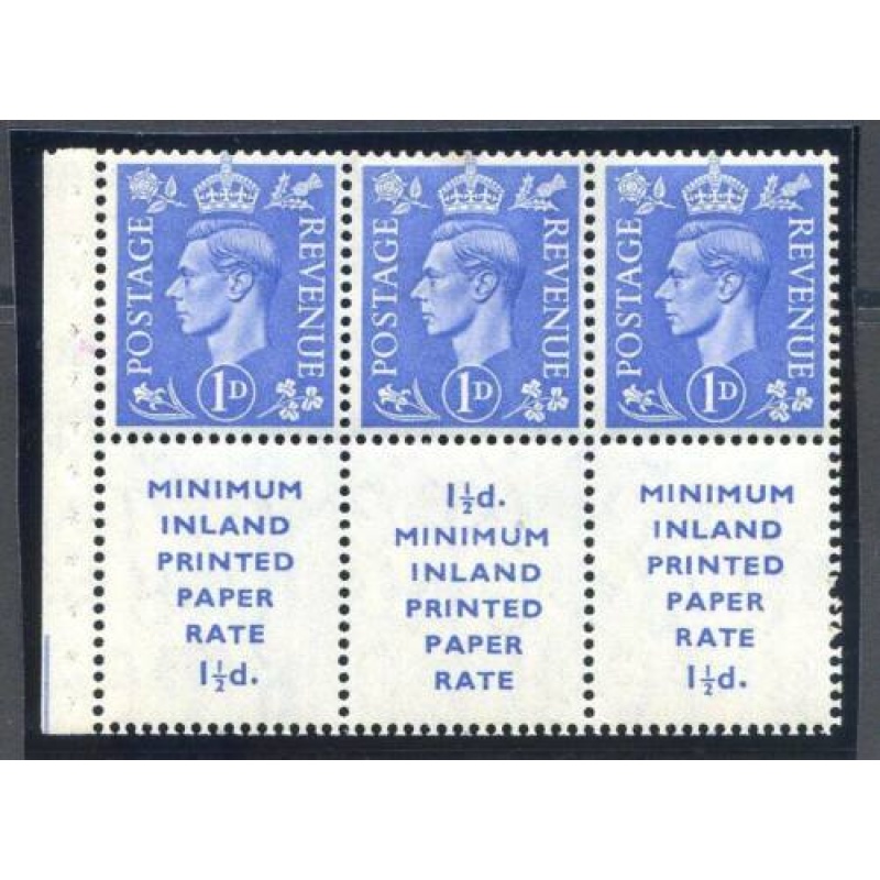 KGV1 1d Light Ultramarine Booklet Pane QB18a Mounted Mint Inv Wmk