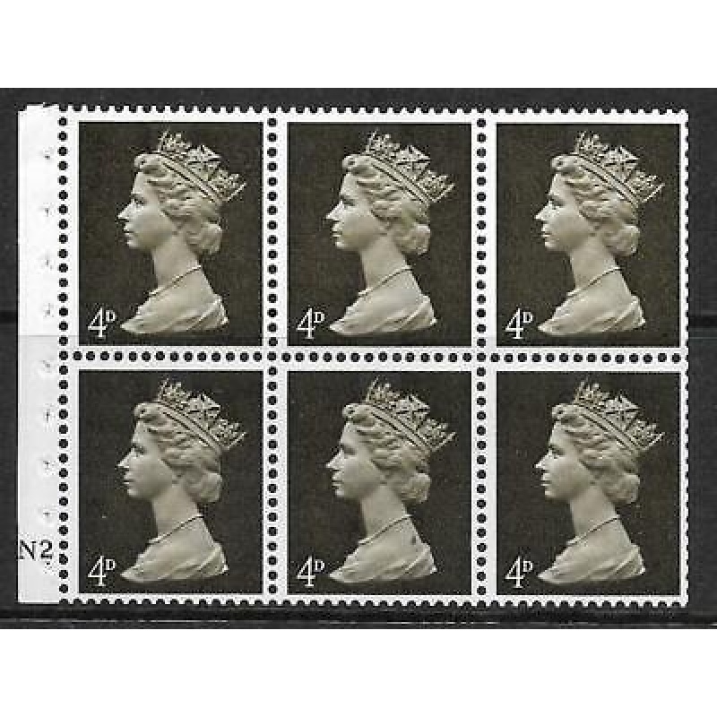 UB11 4d Pre-decimal Machin Booklet Pane Cyl N2 Dot UNMOUNTED MINT MNH