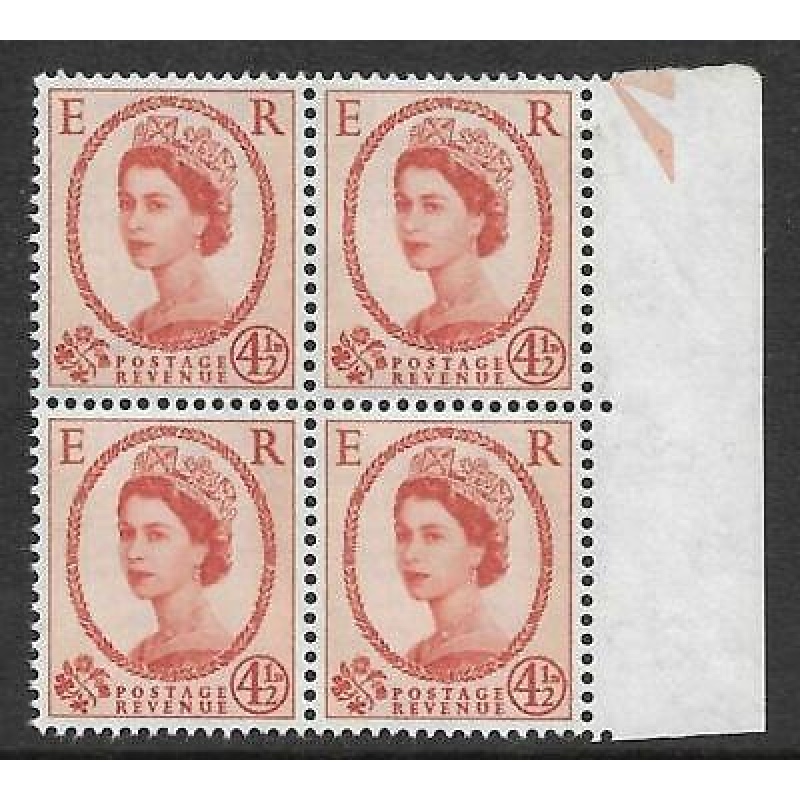 S98ab 4d Wilding Typo 6mm band at right block of 4 UNMOUNTED MINT