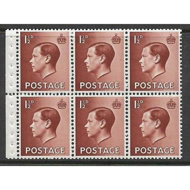 PB3a 1d Edward VIII Booklet pane perf type P UNMOUNTED MINT