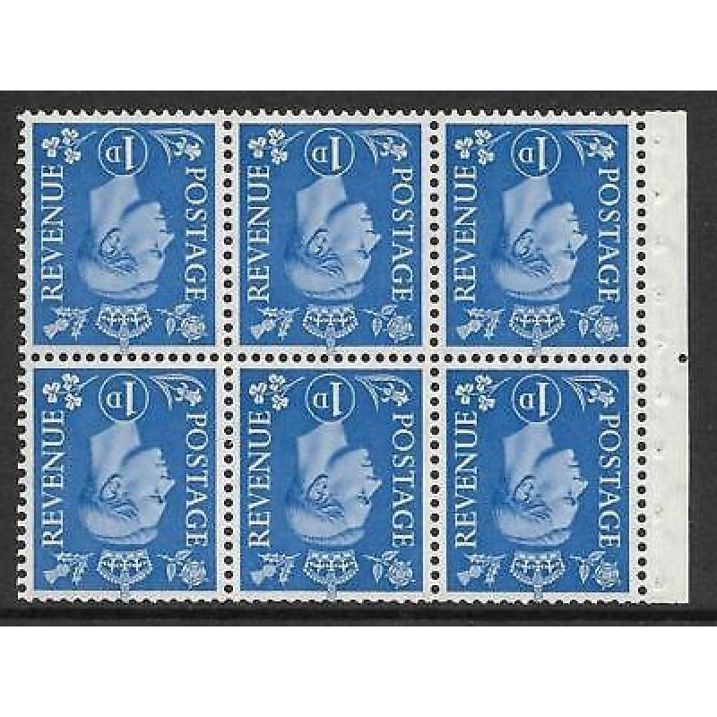 QB15a perf type Ie middle - 1d Light Ultramarine Booklet pane UNMOUNTED MINT