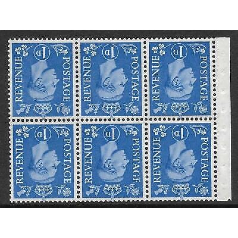 QB15a perf type Ie 1d Light Ultramarine Booklet pane UNMOUNTED MINT