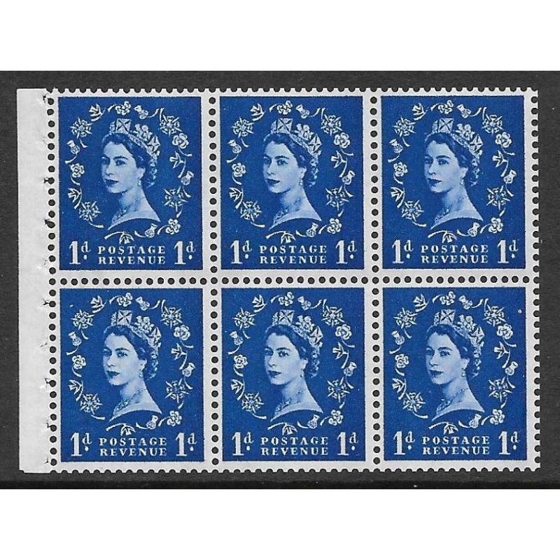 SB49a 1d Wilding booklet pane Violet 8mm perf type Ie Bottom UNMOUNTED MNT