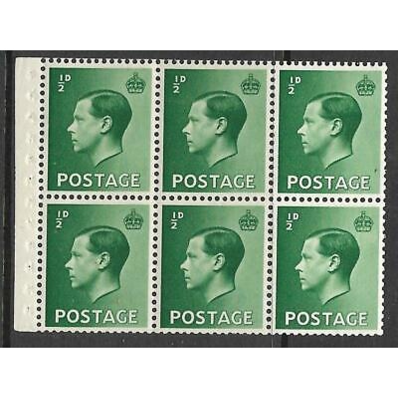 PB1 d Edward VIII Booklet pane perf type I UNMOUNTED MINT