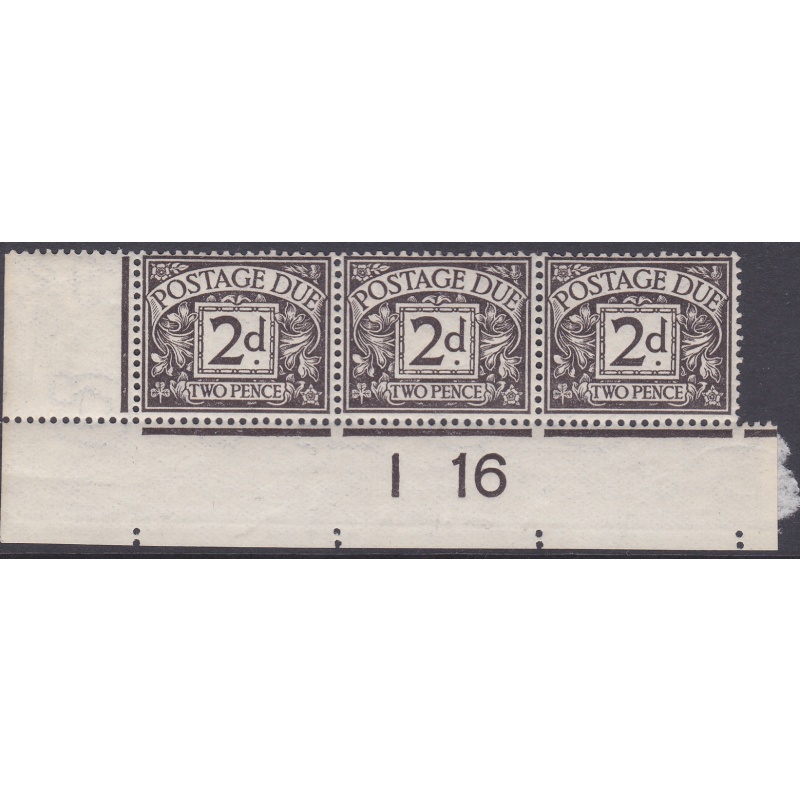 D4wi 2d Royal Cypher Postage due Control I 16 imperf strip of 3 MOUNTED MINT