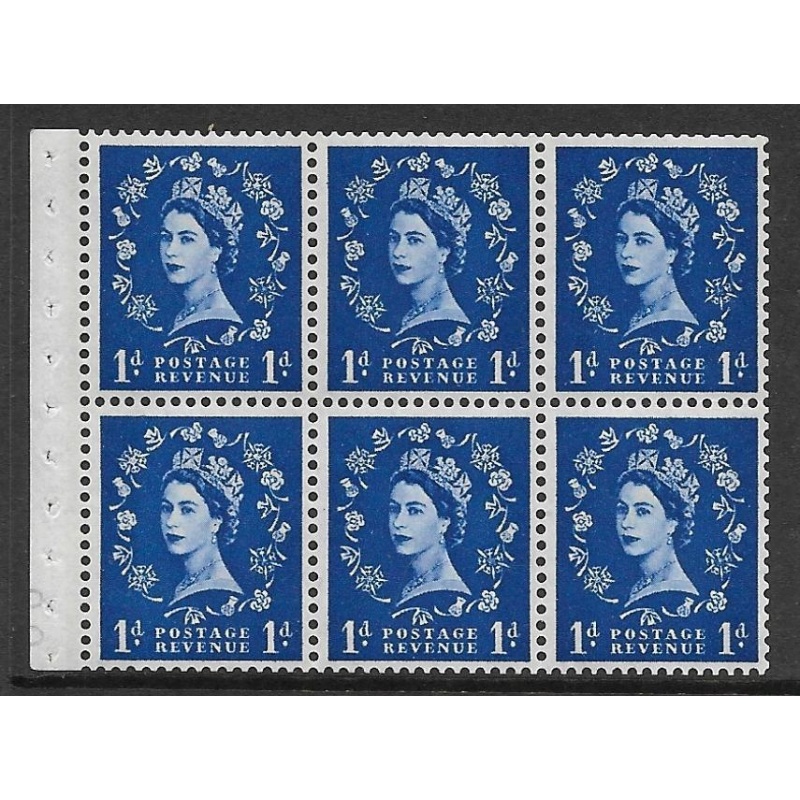 SB49 1d Wilding booklet pane Violet 8mm perf type I UNMOUNTED MNT