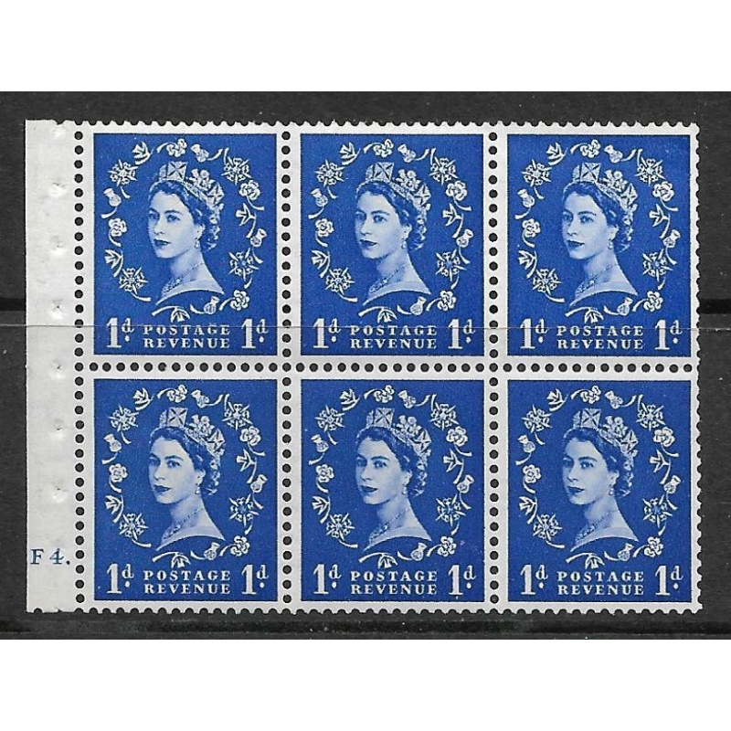 SB20 1d Wilding Tudor booklet pane perf type Ie(b) Cyl F4 Dot UNMOUNTED MNT MNH