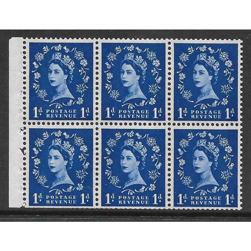 SB49 1d Wilding booklet pane Violet 8mm perf type Ie Top UNMOUNTED MNT