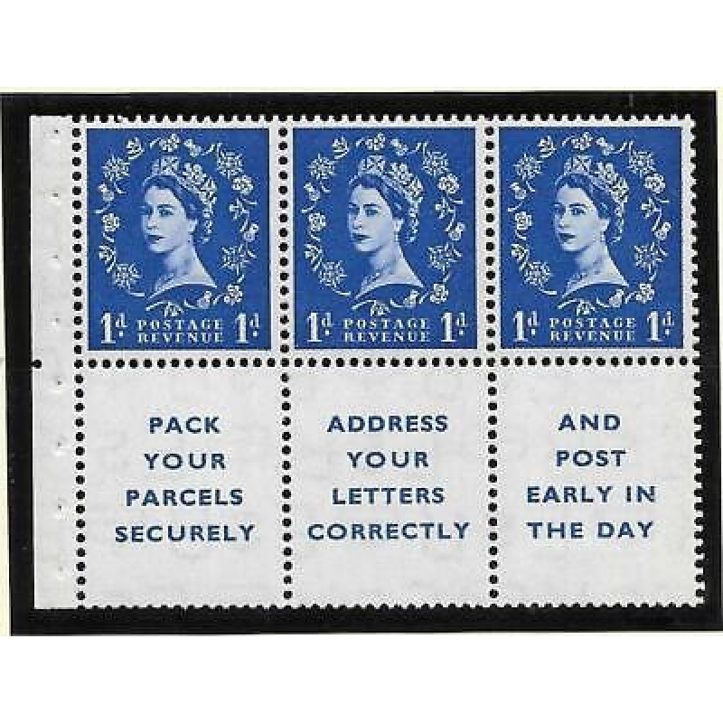 SB25 Wilding booklet pane Tudor perf type Ie middle UNMOUNTED MNT