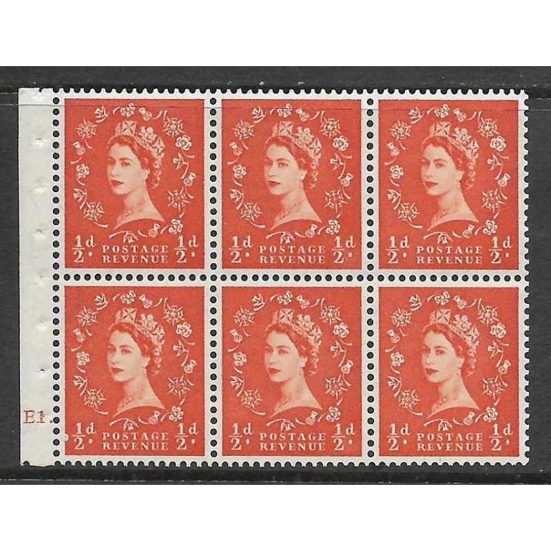 SB1 d Wilding Cyl E1 Dot pane perf type Ie bottom UNMOUNTED MNT MNH