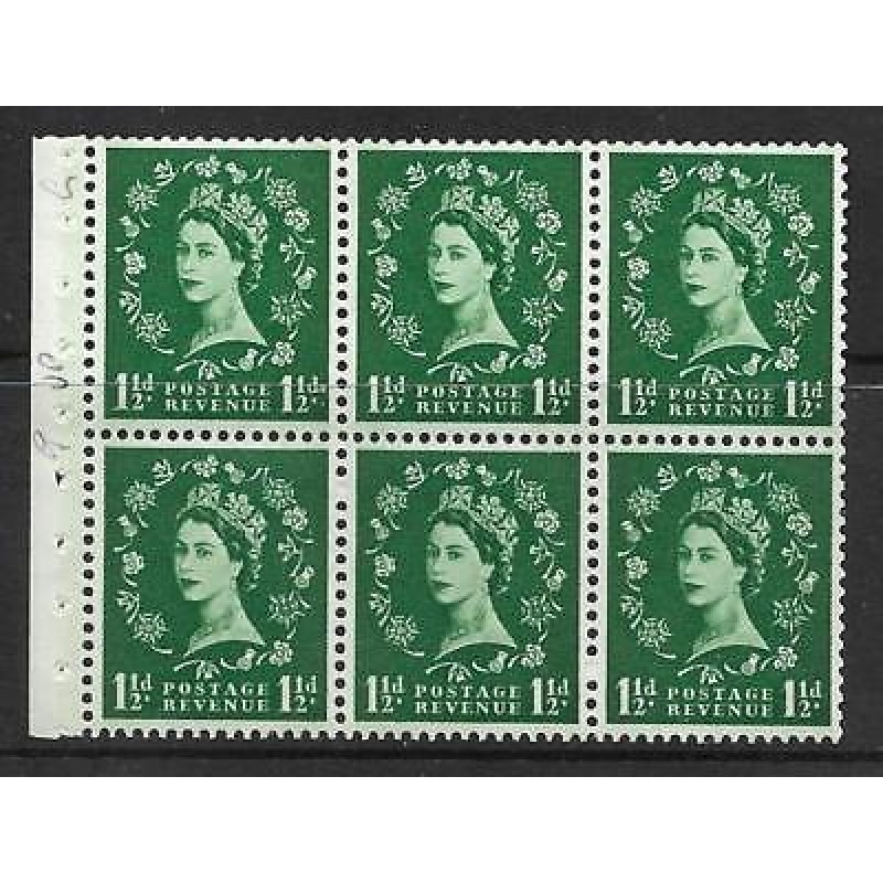 SB71 Wilding booklet pane Green Phosphor perf type Ie Top UNMOUNTED MNT