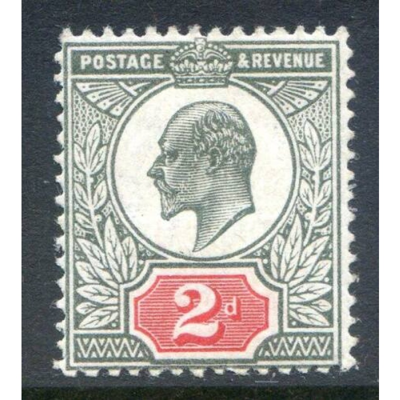 2d Deep Dull Green and Red SG291 Lightly Mounted Mint