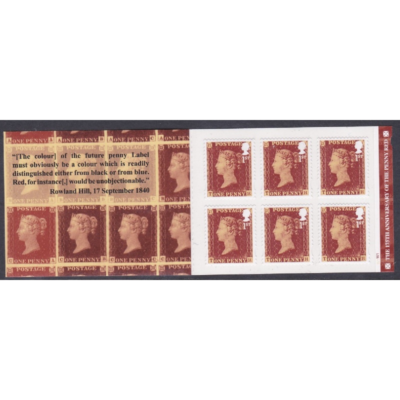 MB16 175th Anniv 1d Red Stamps 6 x 1st stamps barcode booklet - Cyl W1