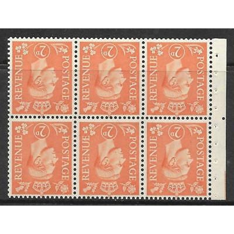 QB30a perf type Ie Mid - 2d Pale Orange Booklet pane wmk inverted UNMOUNTED MINT